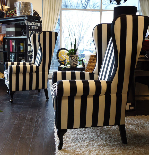 Reupholstered High Back Arm Chair Side