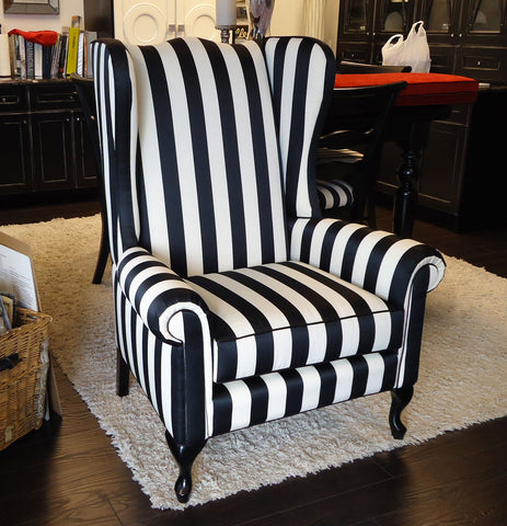 Reupholstered High Back Arm Chair