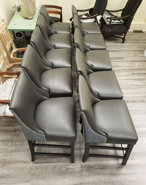 Leather Armless Dining Chairs Reupholstered
