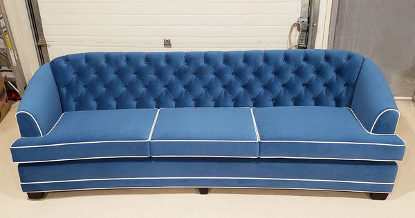 Reupholstered Blue Fabric Sofa
