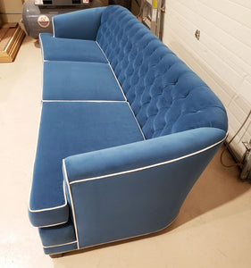 Reupholstered Blue Fabric Sofa