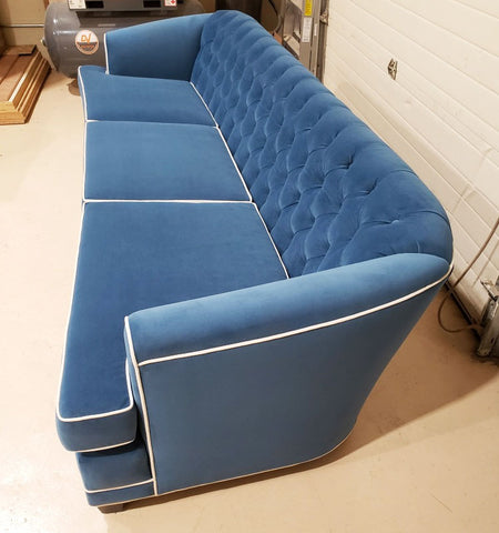 Reupholstered Blue Fabric Sofa