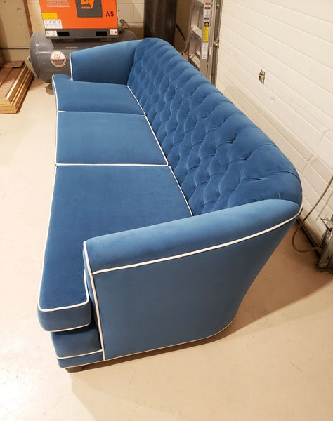 Reupholstered Blue Fabric Sofa