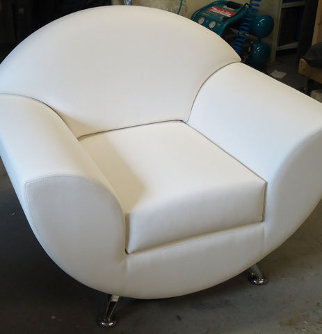 Reupholstered White Lounge Chair