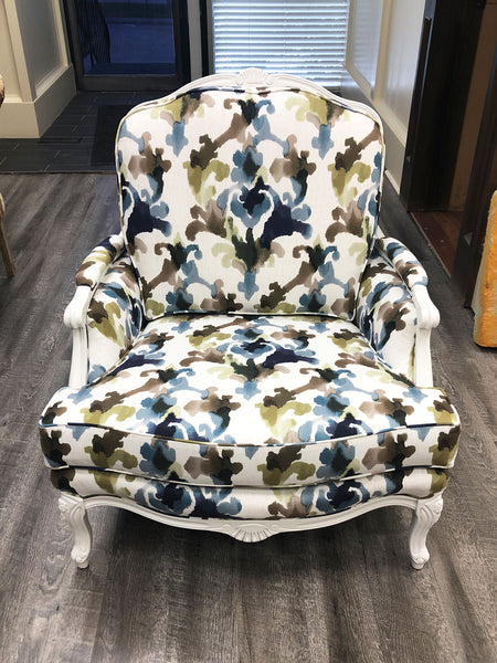 Reupholstered Pattern Lounge Chair