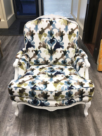 Reupholstered Pattern Lounge Chair